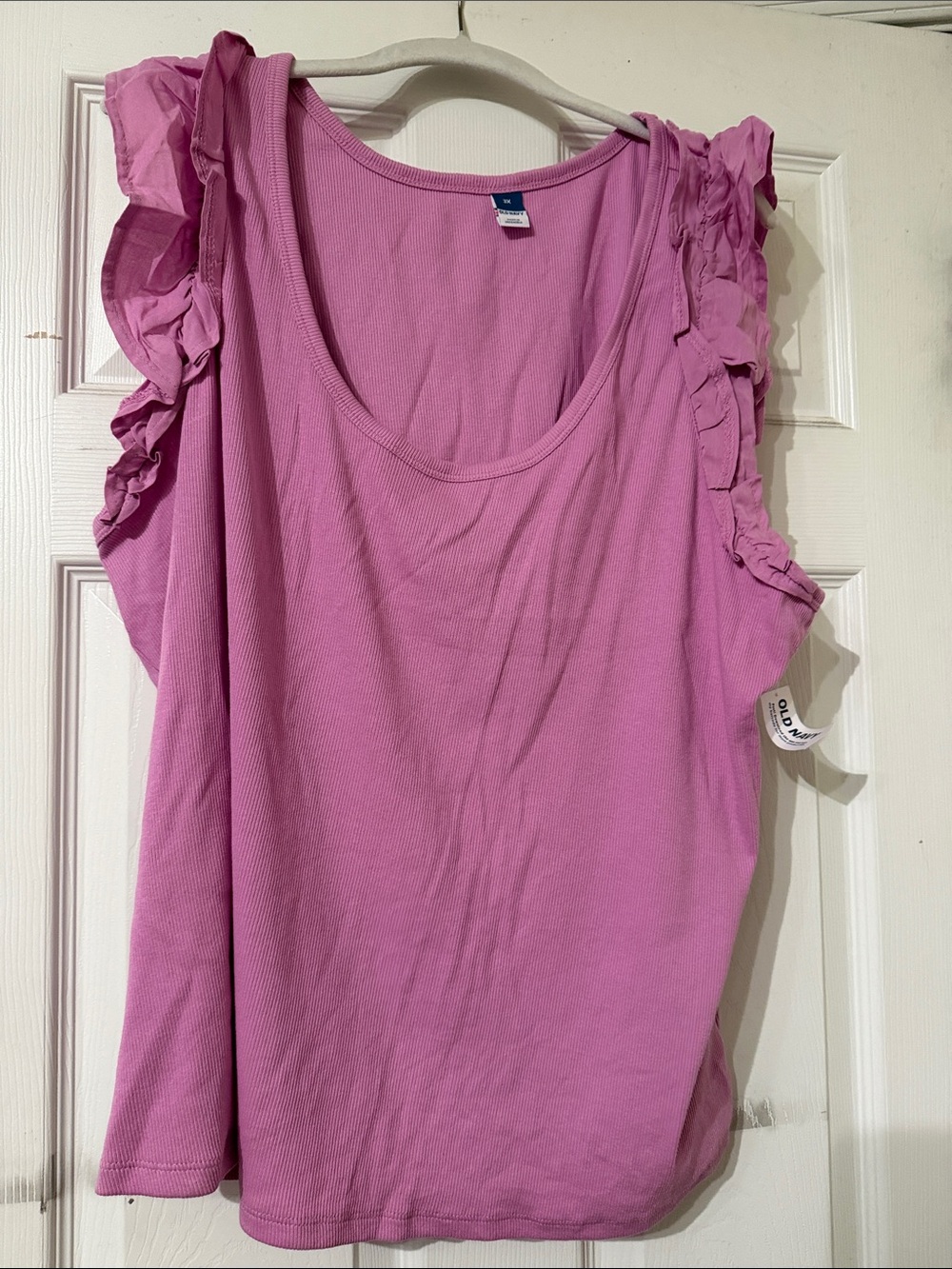 Old Navy Pink Ruffle Cap Sleeve Tank Top